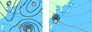 台風　南東海上から北西に向かい、そのまま台湾・大陸方面へと進む台風
